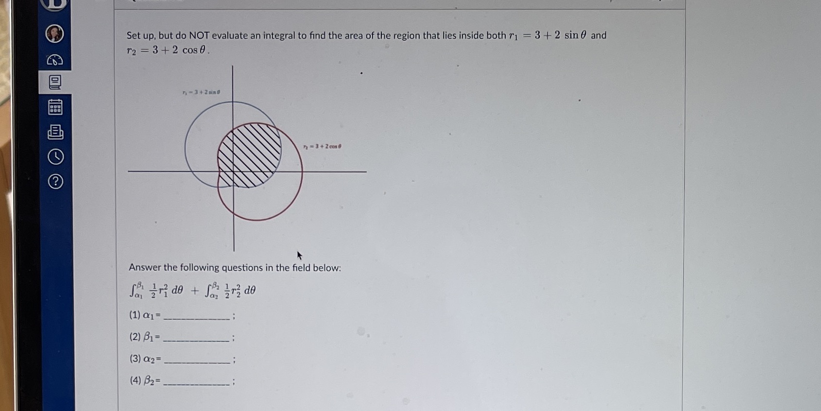 Set up, but do NOT evaluate an integral to find the