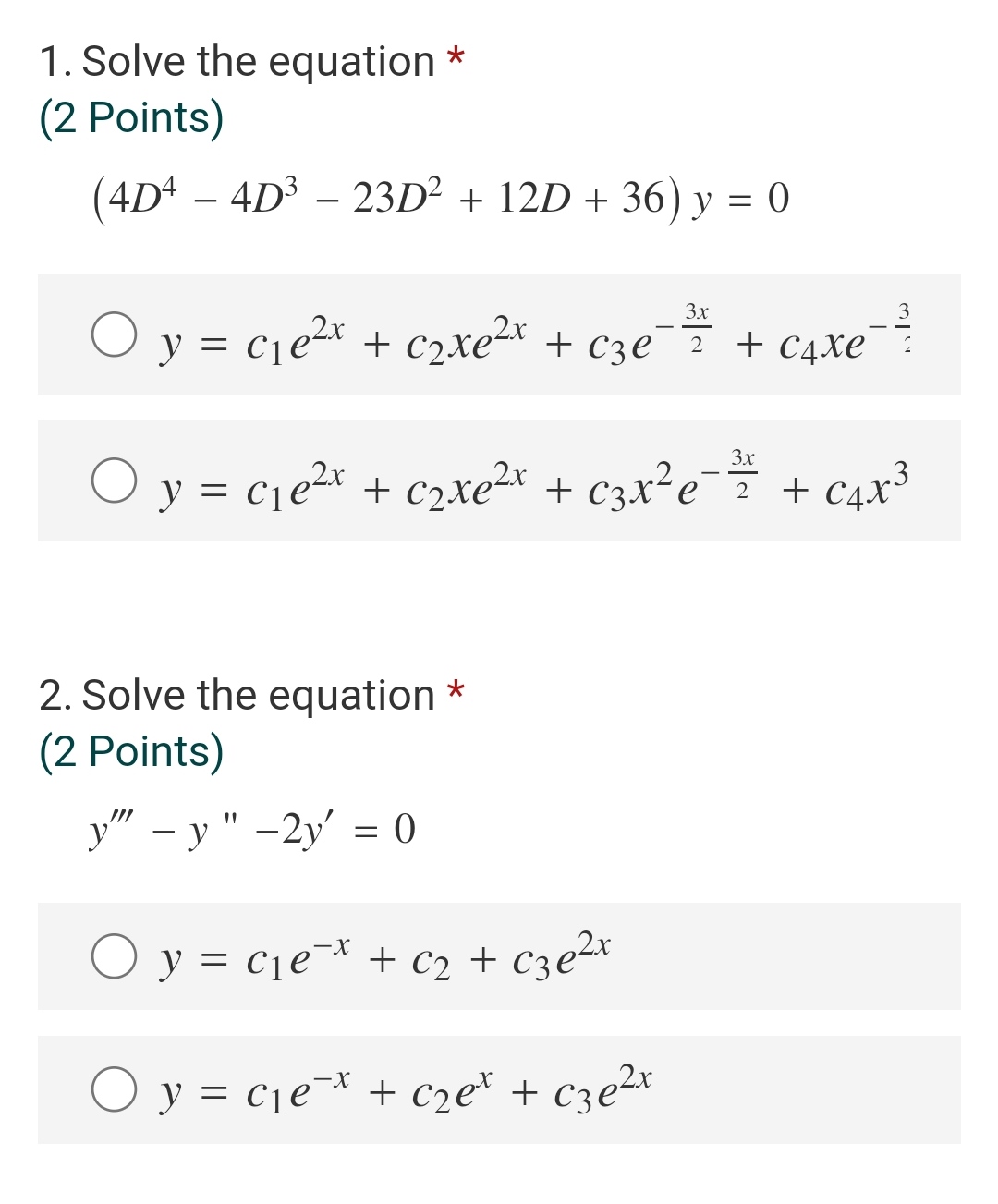 1. Solve the equation * (2 Points) (41)4 y y 41)3 Cle