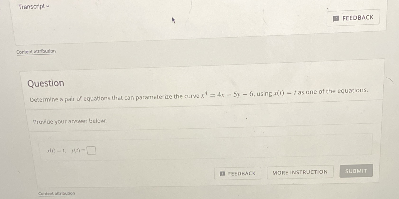  Transcript FEEDBACK Content attribution Question Determine a pair of equations that
