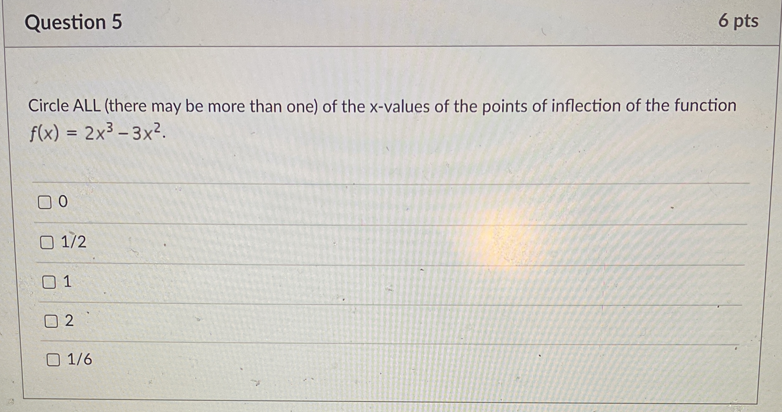 be more than one) of the x-values of the points of inflection