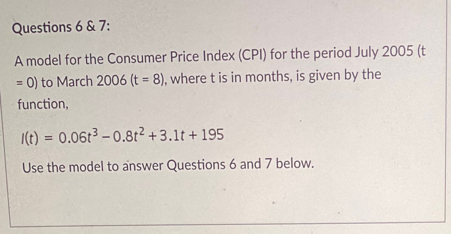 (CPI) for the period July 2005 (t = 0) to March 2006