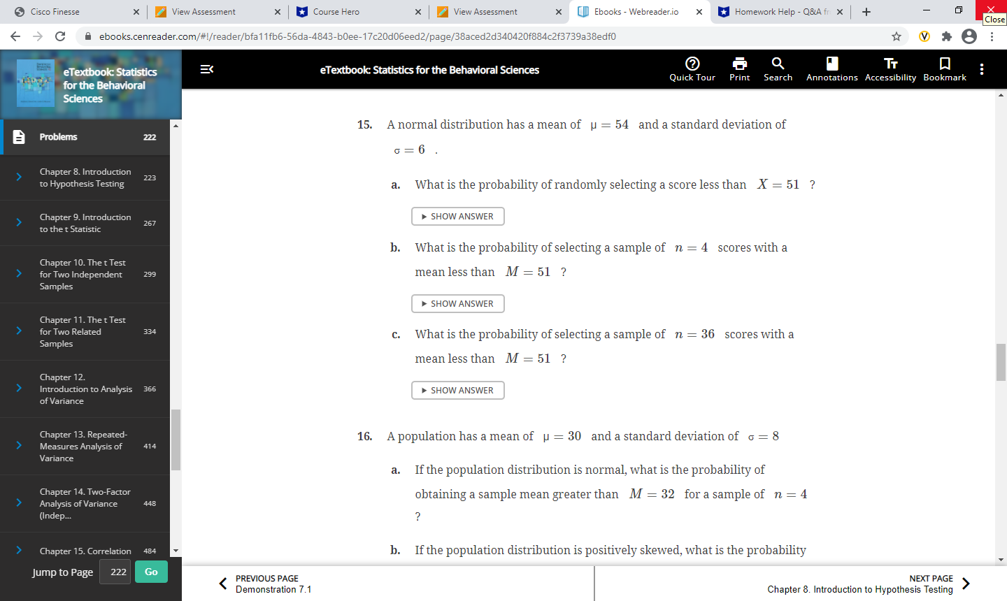 334 Samples a. less than 4 points? Chapter 12. SHOW ANSWER Introduction