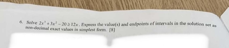  Please help!! o, Solve 2x' + 3x' -20 2 12x. Express