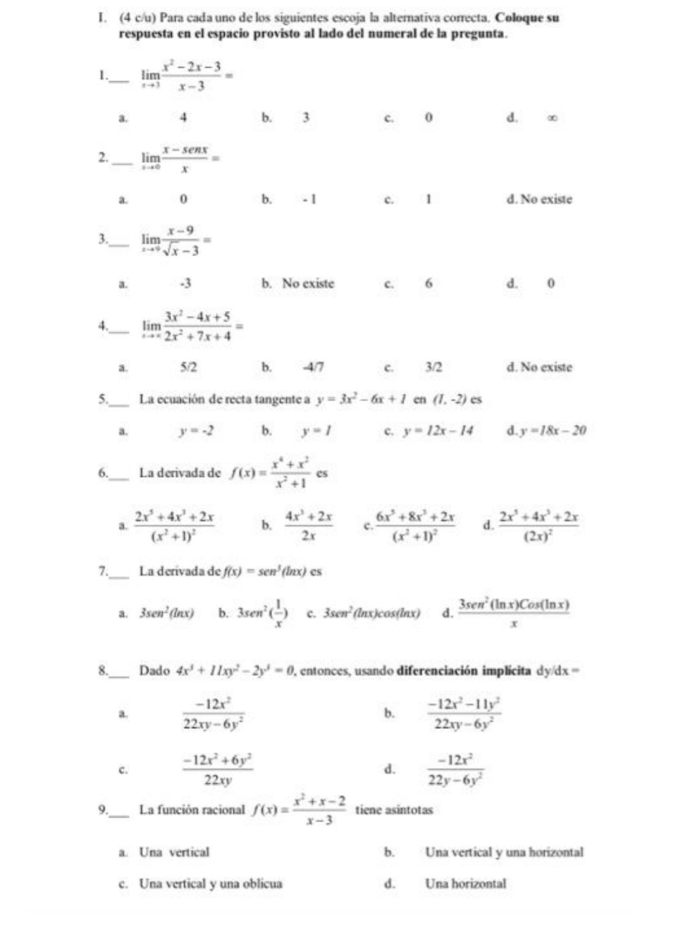 espack provisto al Odo del numeral de pregunt. 2. 3. 4. 5.
