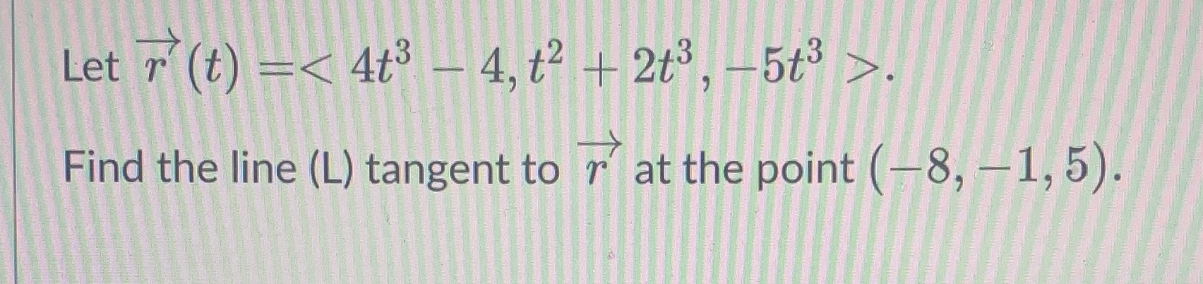 tangent to r at the point (8, 1, 5).