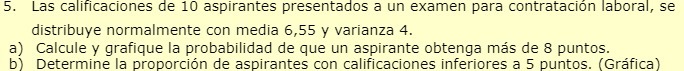 laboral, se distribuye normalmente con media 6,55 y varianza 4. a) Calcule
