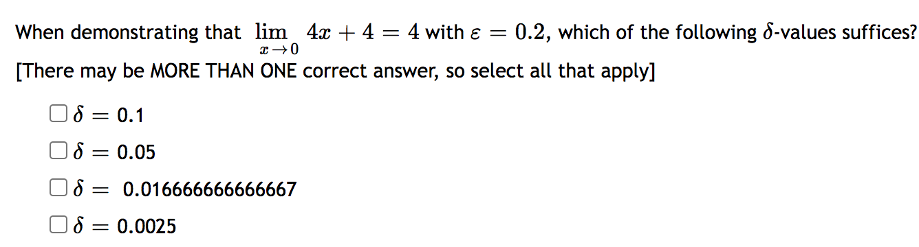 with & = 0.1, which of the following -values suffices? 08 =