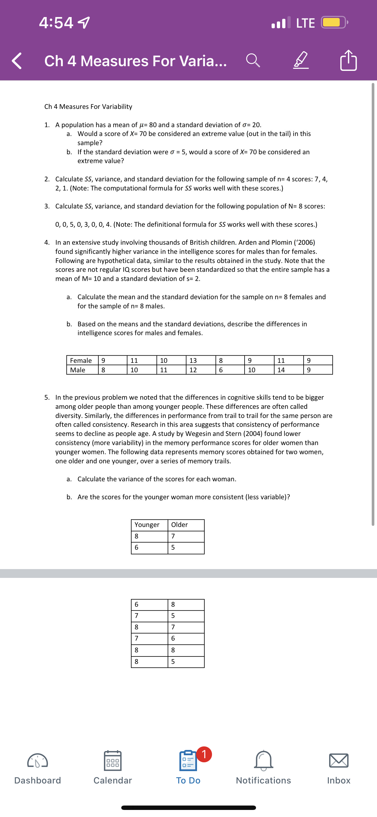 4 Measures For Variability 1. A population has a mean of y: