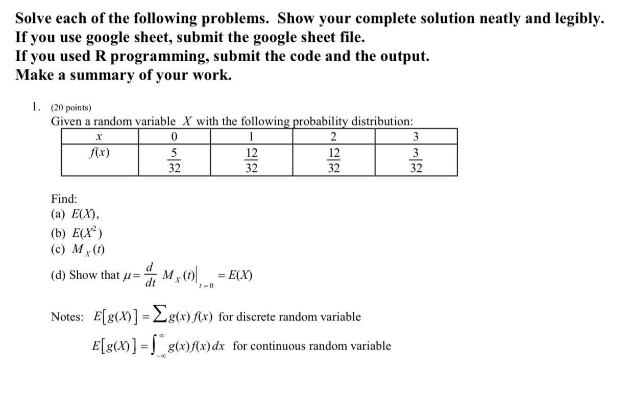 This is in Statistics. Solve the problem below. Solve each of