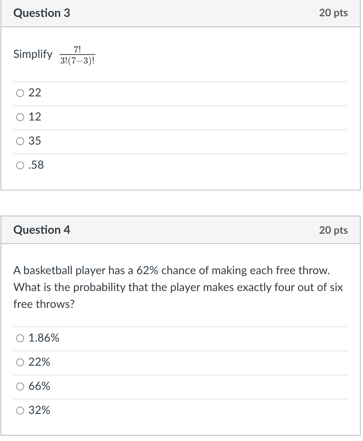a 62% chance of making each free throw. What is the probability