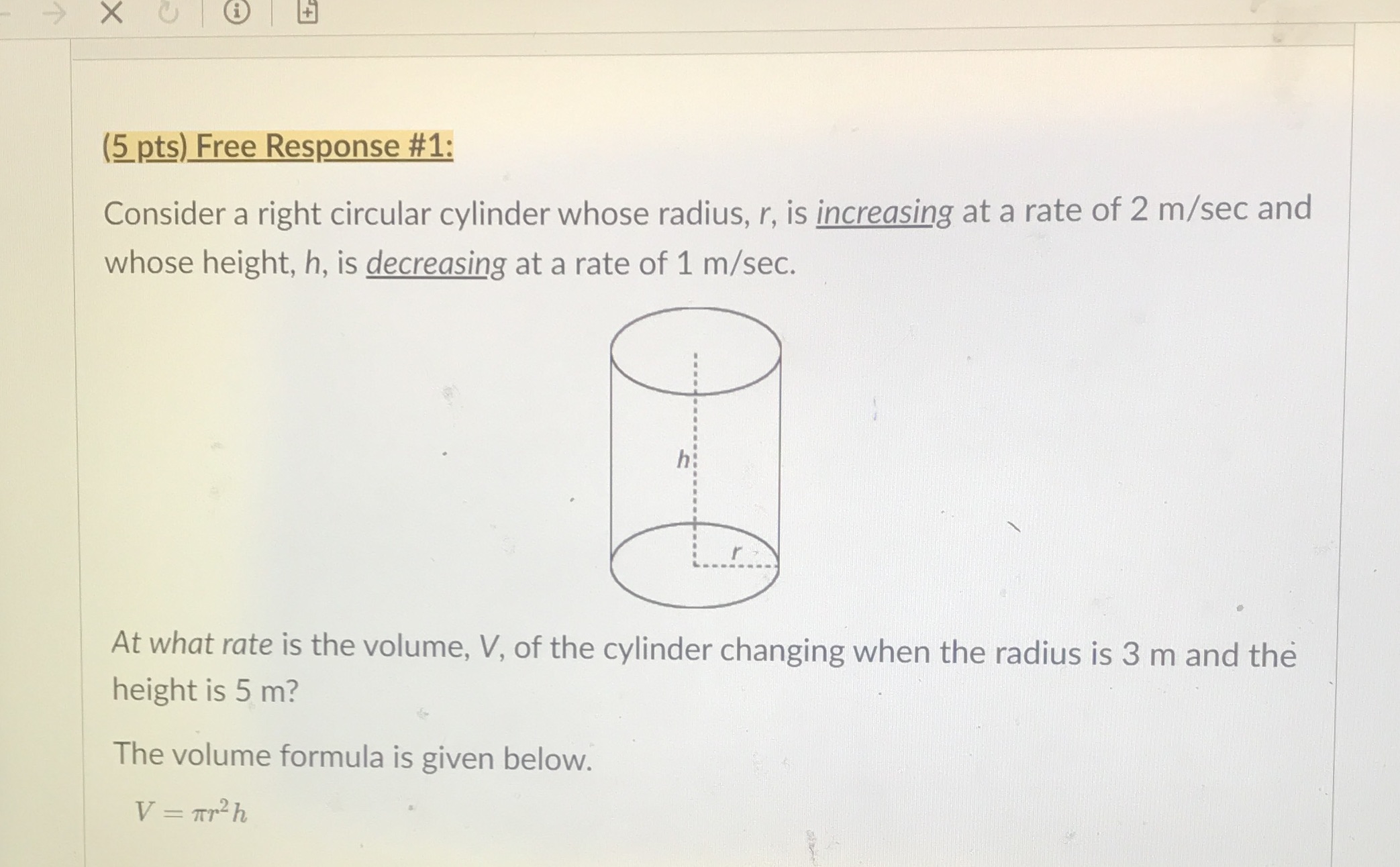 - X + (5 pts) Free Response #1: Consider a right