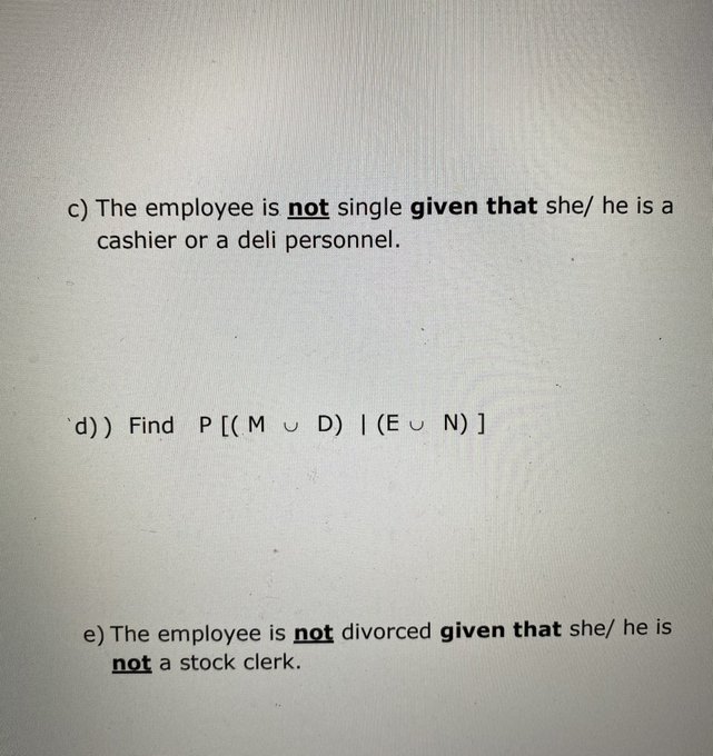 work. Not just answers or you lose 25 pts). A supermarket employs