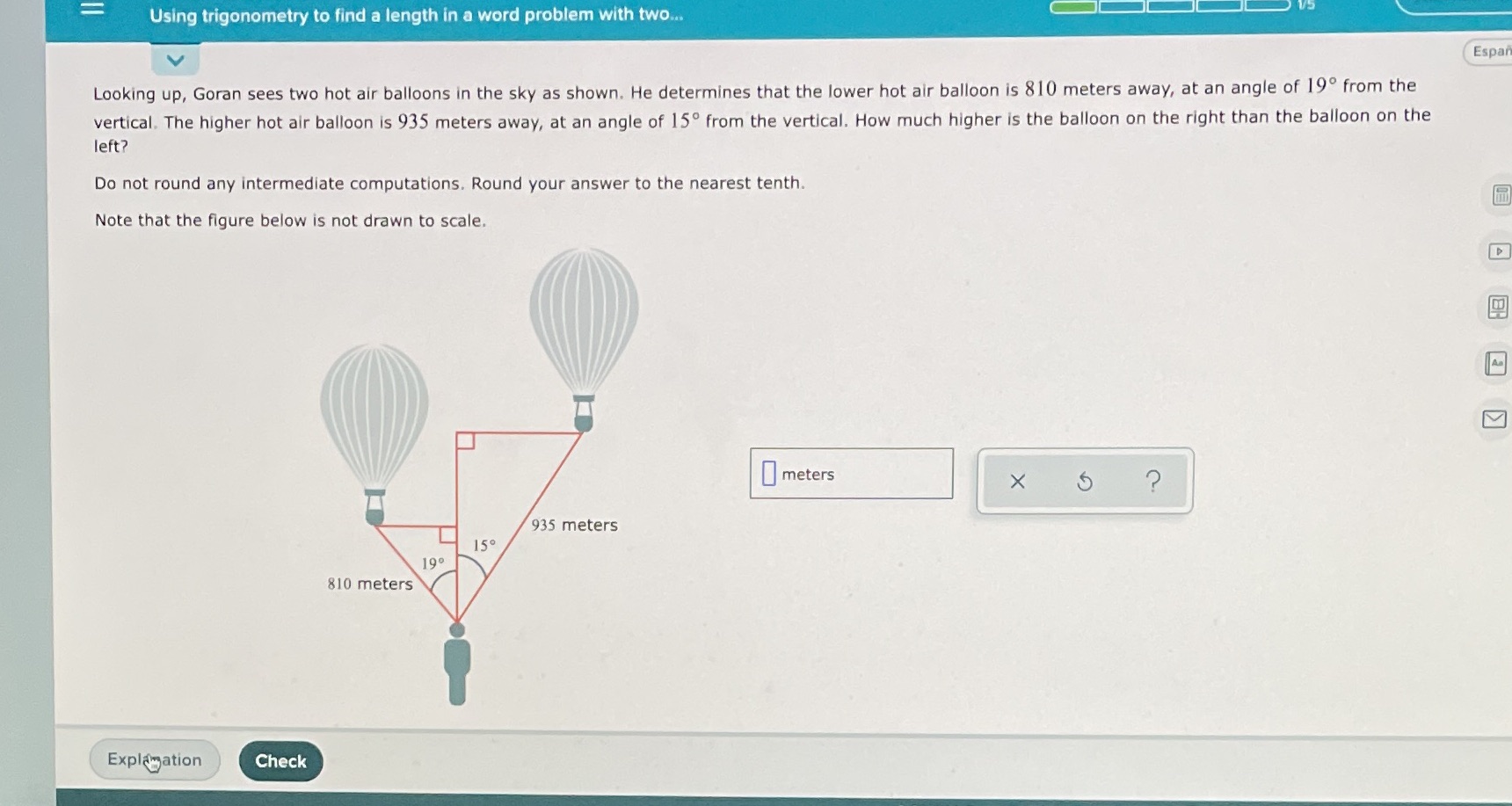 a length in a word problem with two.. V Espar Looking up,