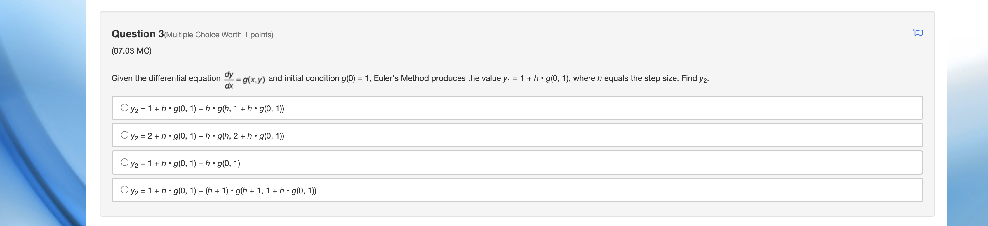  Question 3(Multiple Choice Worth 1 points) (07.03 MC) Given the differential