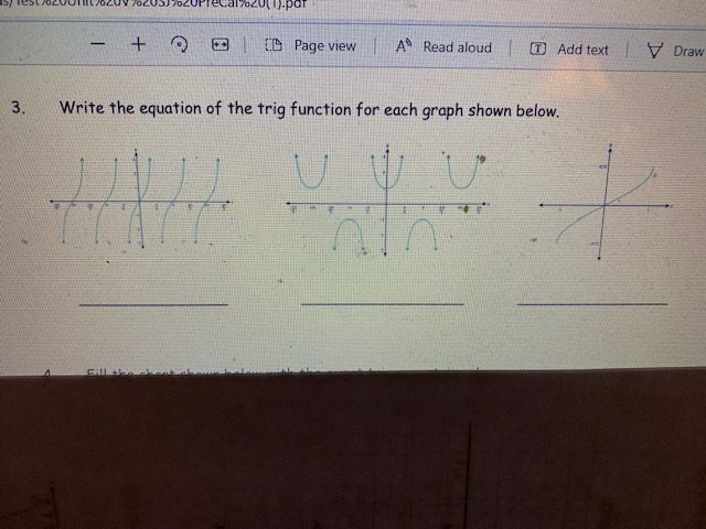 [T) Add text VDraw 3. Write the equation of the trig function