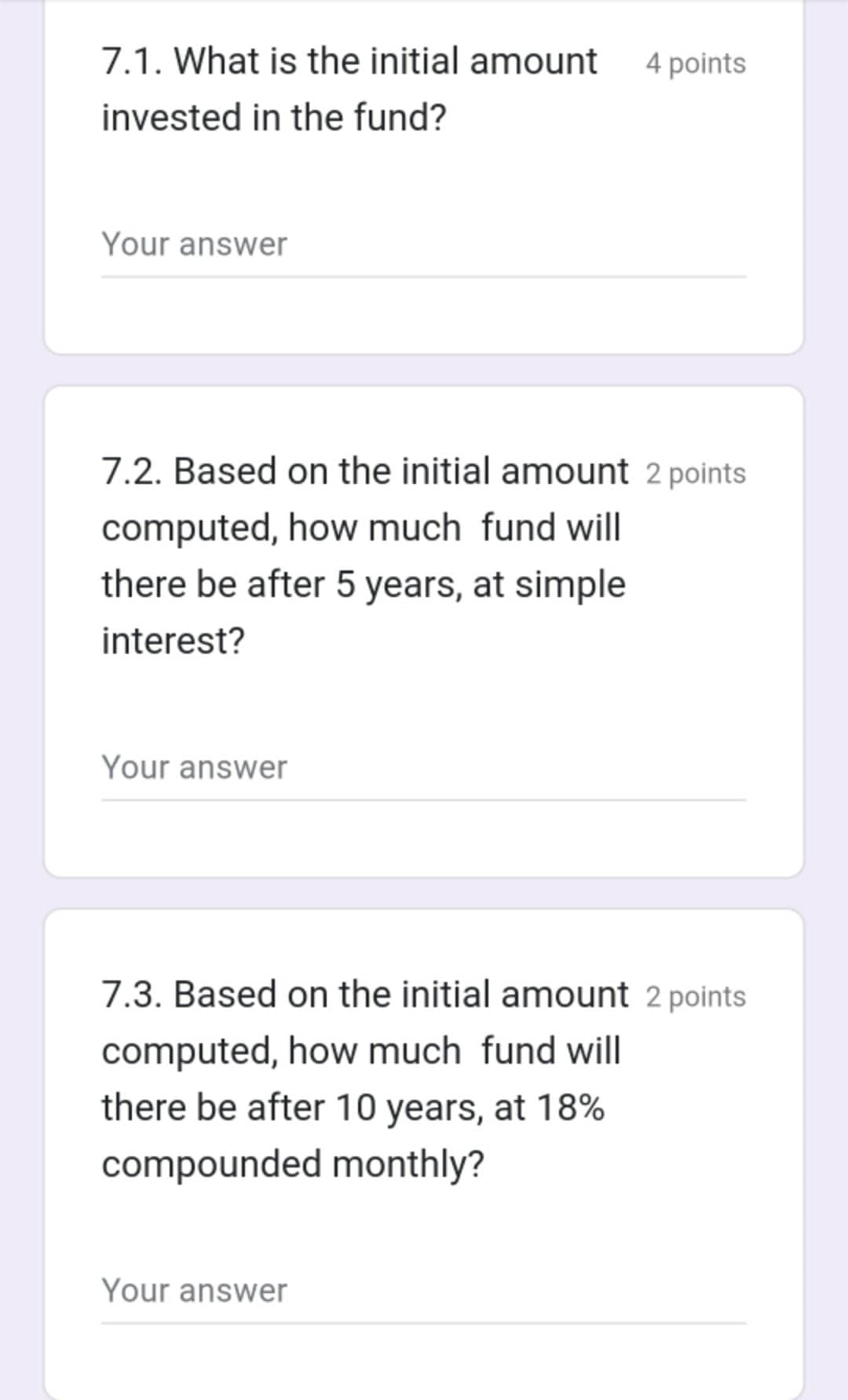 amount 2 points computed, how much fund will there be after 10