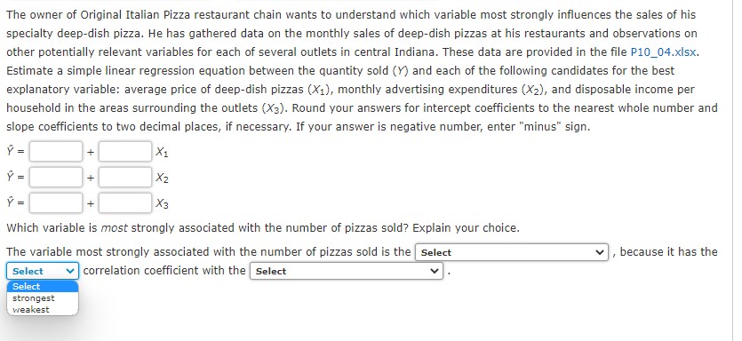 each of several outlets in central Indiana. These data are provided in