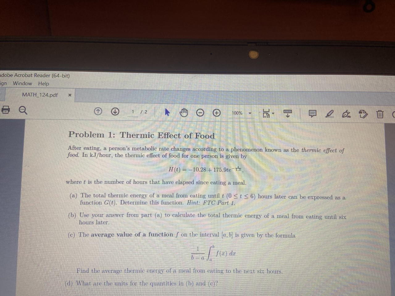 dobe Acrobat Reader (64-bit) Window Help MATH_124.pdf X A 100% Problem