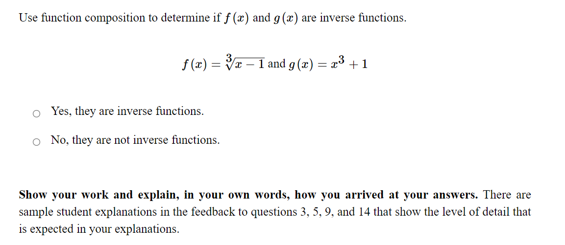 Use function composition to determine if f (3:) and g(:1:) are
