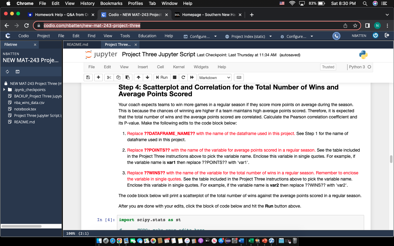  5. Scatterplot and Correlation for the Total Number of Wins and