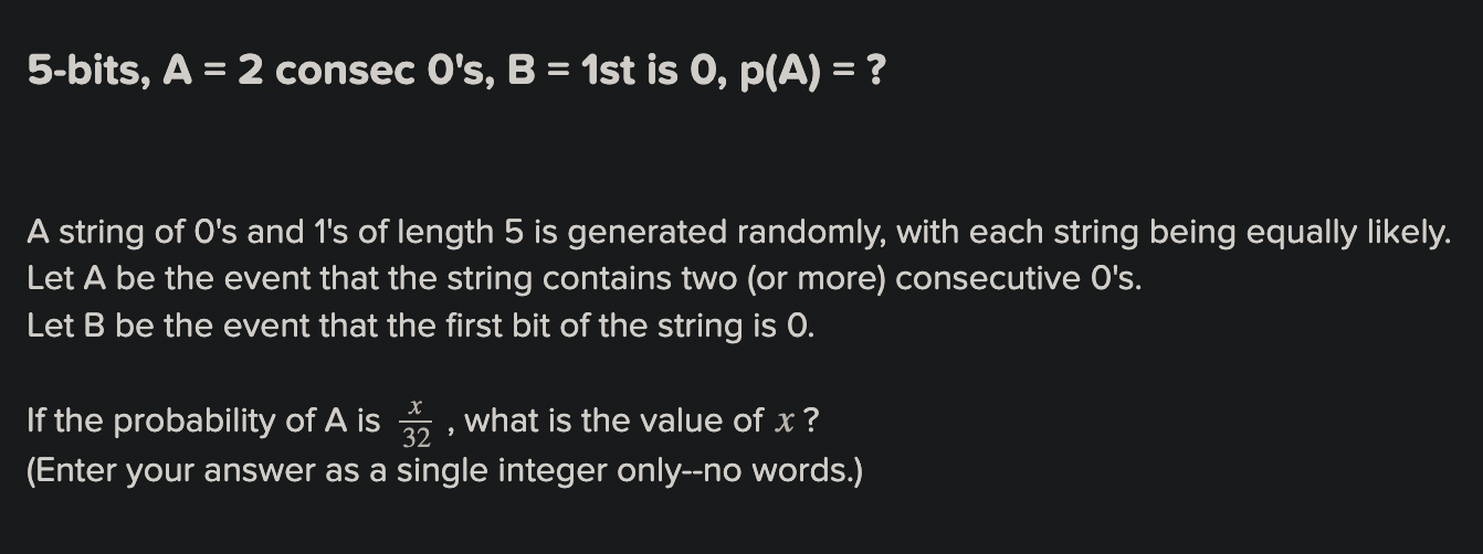 How would I answer these questions?1. 5-bits, A = 2 consec