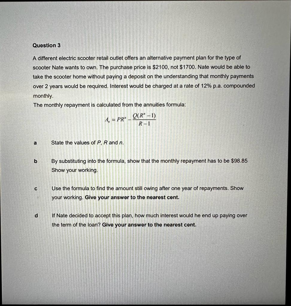 , where R = 1+ 100 The annuities formula - investments A