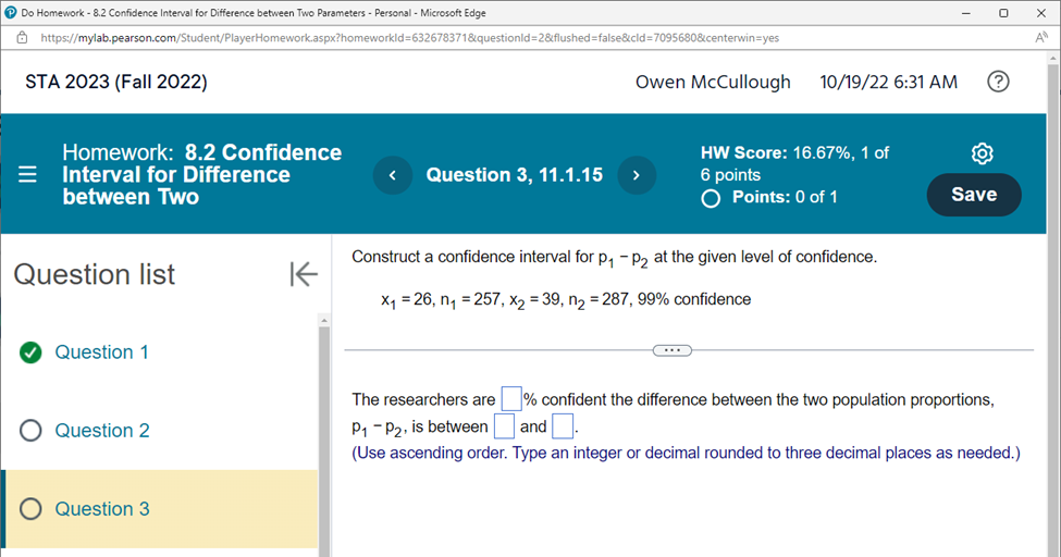 - Personal - Microsoft Edge O X https://mylab.pearson.com/Student/PlayerHomework.aspx?homeworkld=632678371&questionld=28.flushed=false&cld=7095680&centerwin=yes AW STA 2023 (Fall