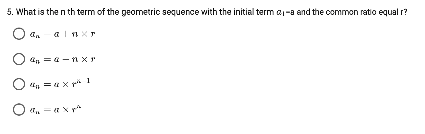 such that each term is obtained from the preceding one by adding