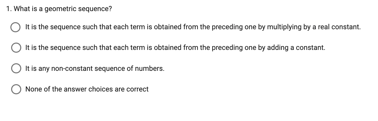0 None of the answer choices are correct. 3. What is a