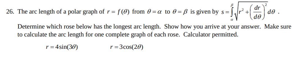 0\fB 26. The arc length of a polar graph of r =
