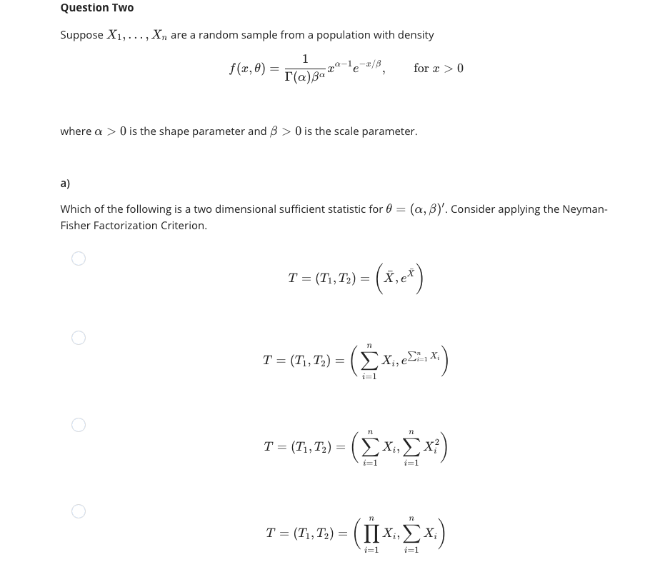 Question Two Suppose X1, . .., An are a random sample