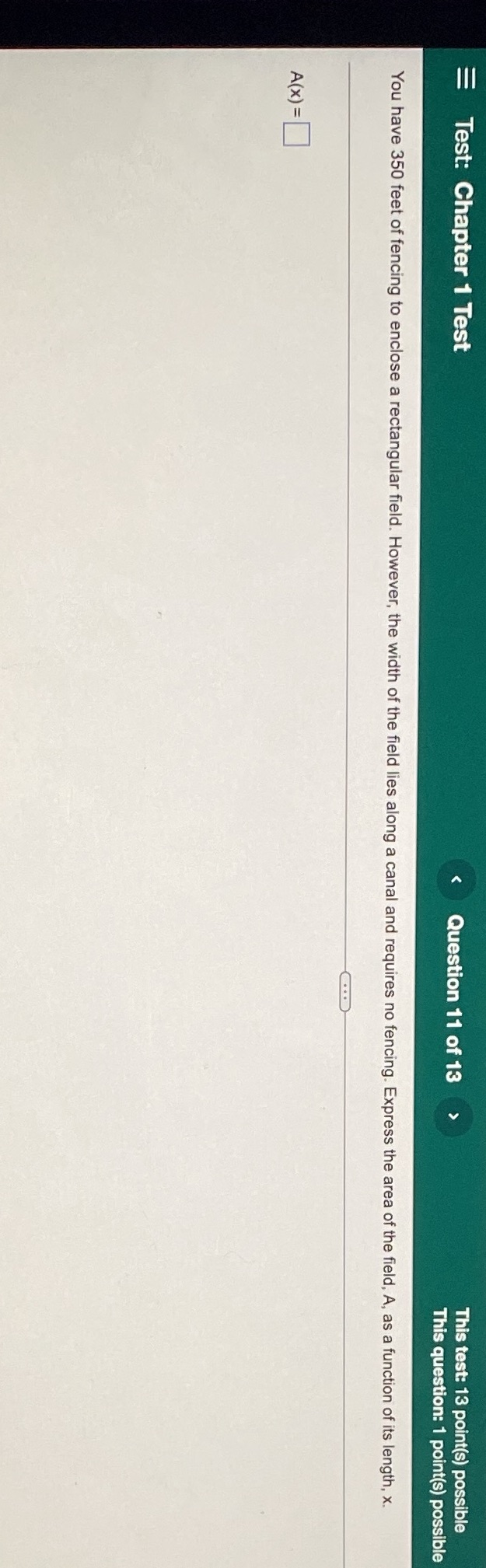 Help help please Test: Chapter 1 Test Question 11 of 13