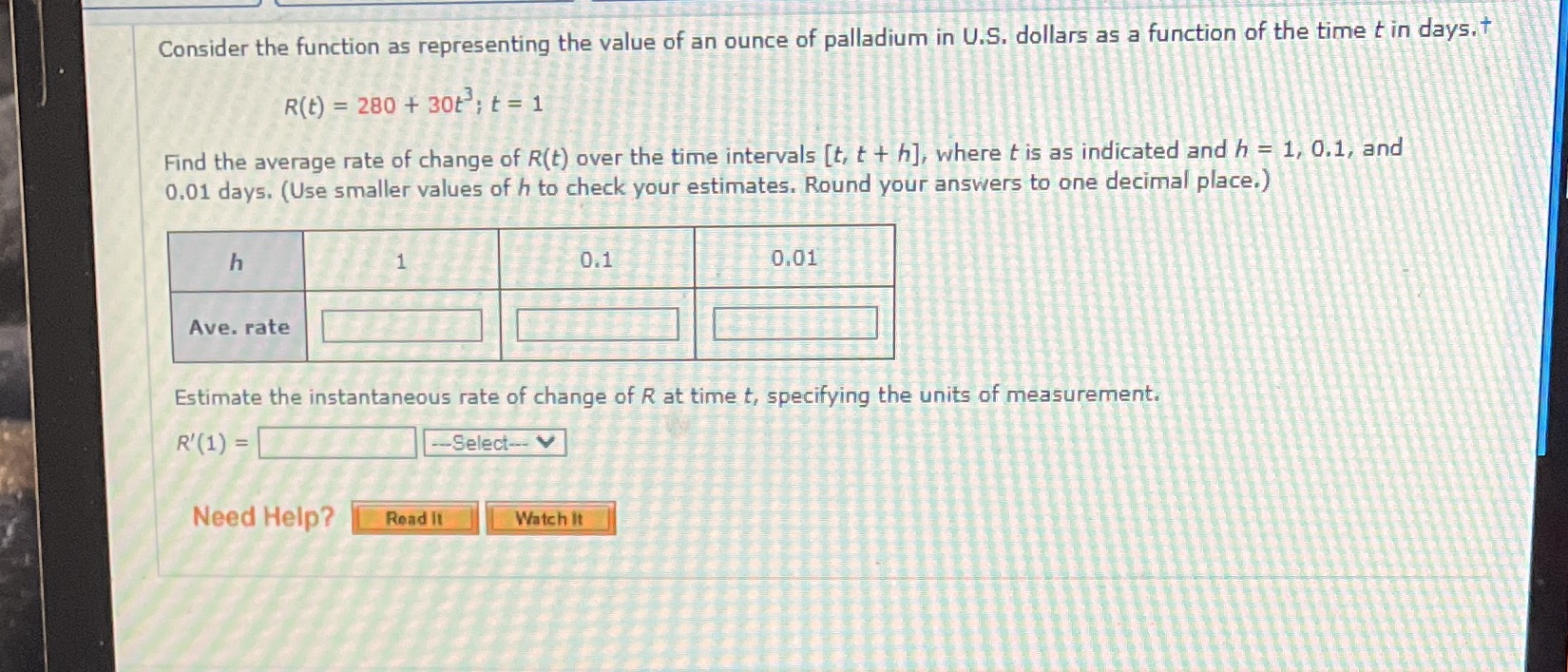  Consider the function as representing the value of an ounce of