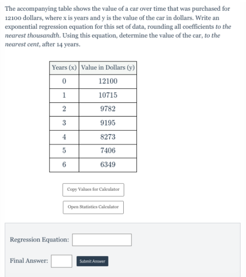 a rate of % everyThe accompanying table shows the value of a