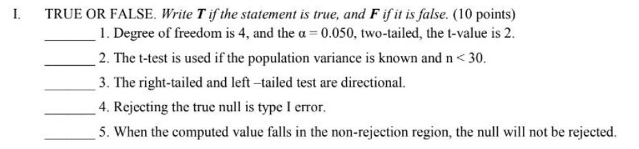 F {fit tsfetse. (10 points) 1. Degree of freedom is 4. and
