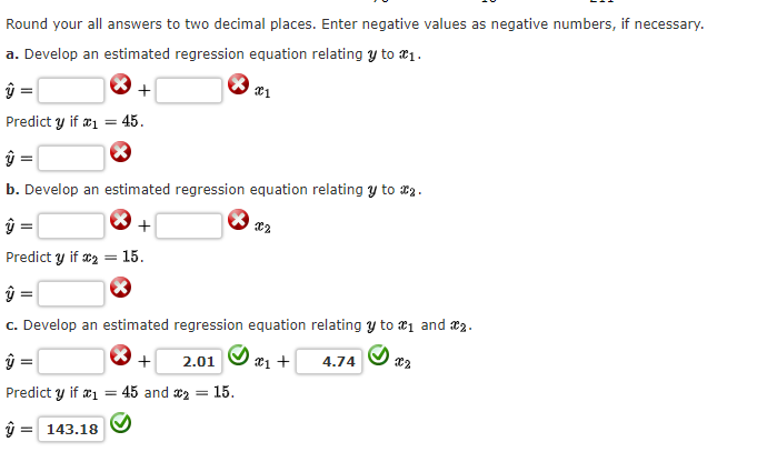b. Develop an estimated regression equation relating y to $2. + C2