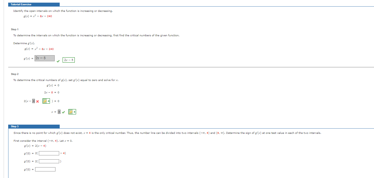 on which the function is increasing or decreasing. g(x) = x2 -