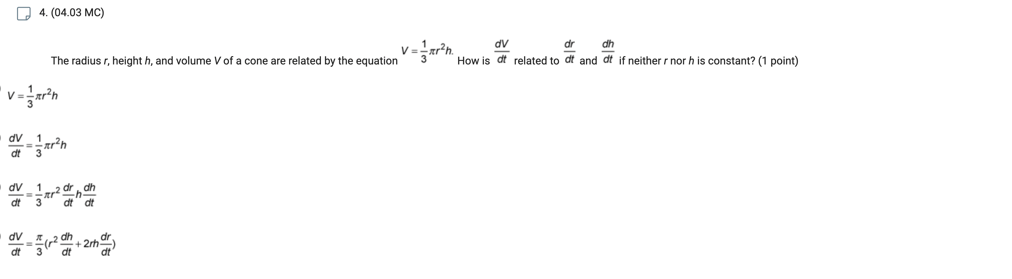 of change for perimeter of the rectangle (1 point) 4. (04.03 MC)