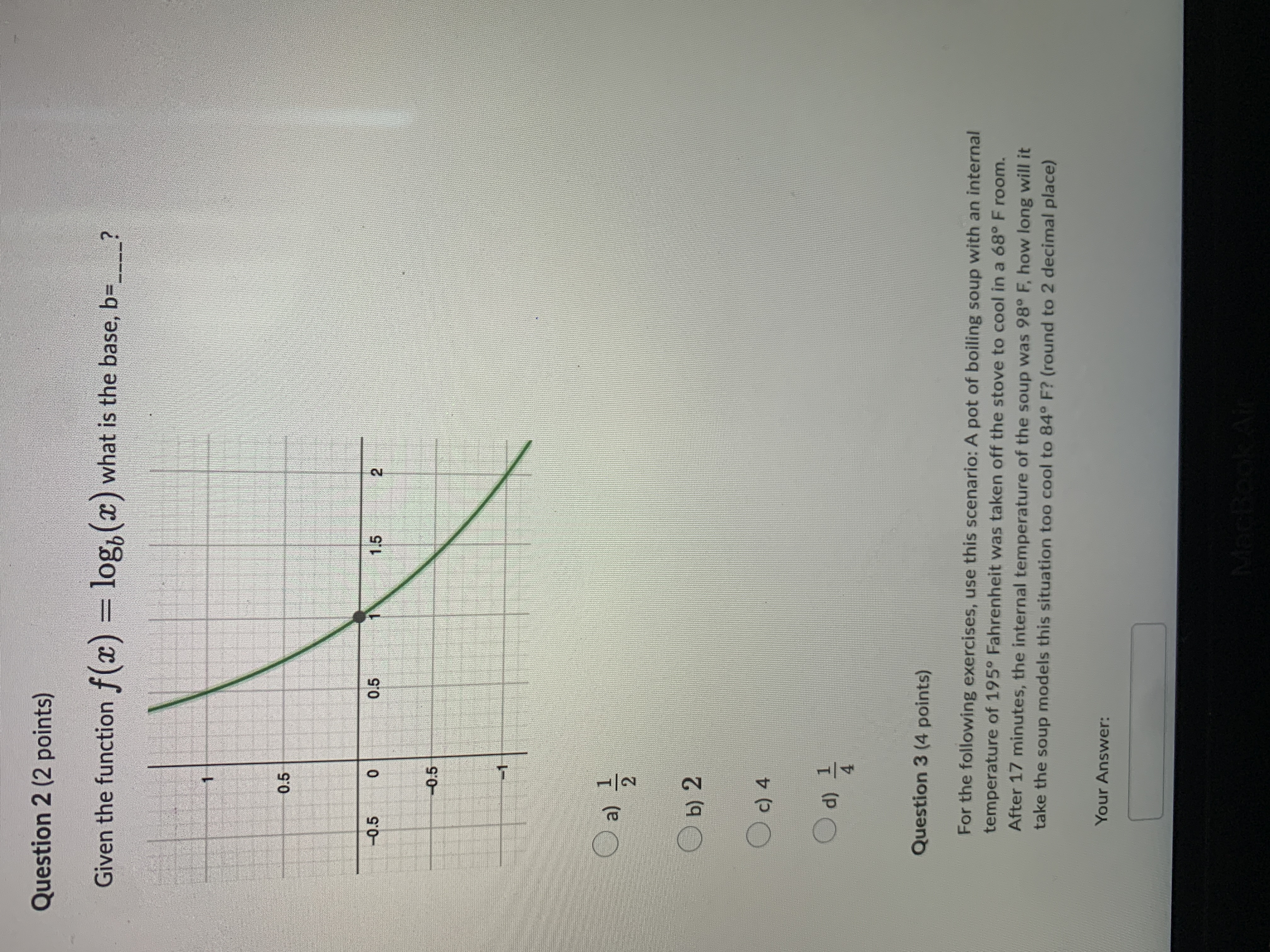 (x) what is the base, b=_ _? 0.5 -0.5 0 0.5 1.5