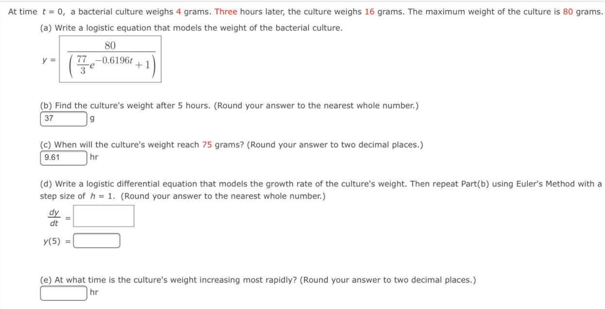 just need to solve (d) and (e) At time t =