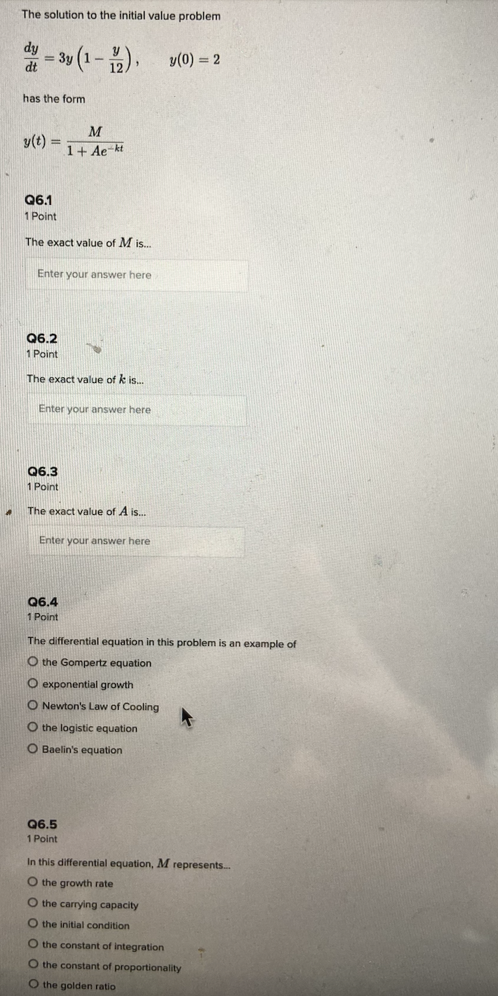 The solution to the initial value problem dt dy - 3y