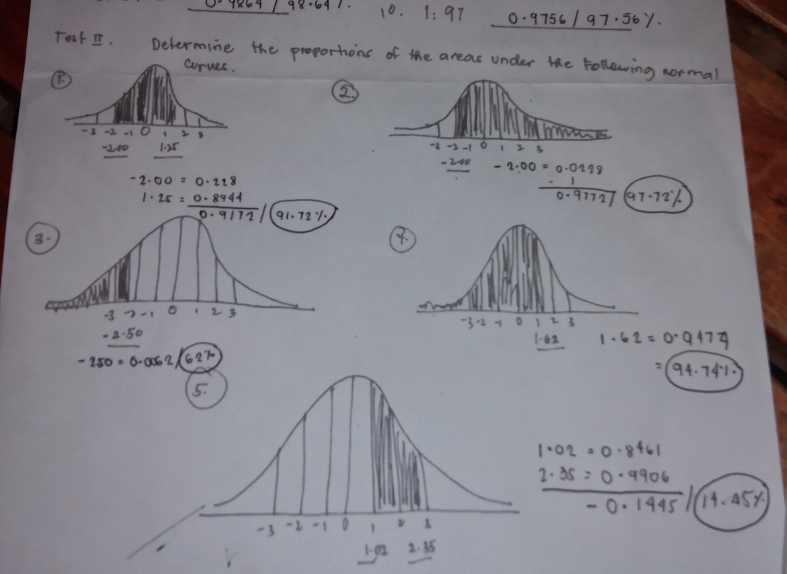 standard Normal curve. - 1.53 = 0.0630- 0-987/93.7% 5 P ( 2
