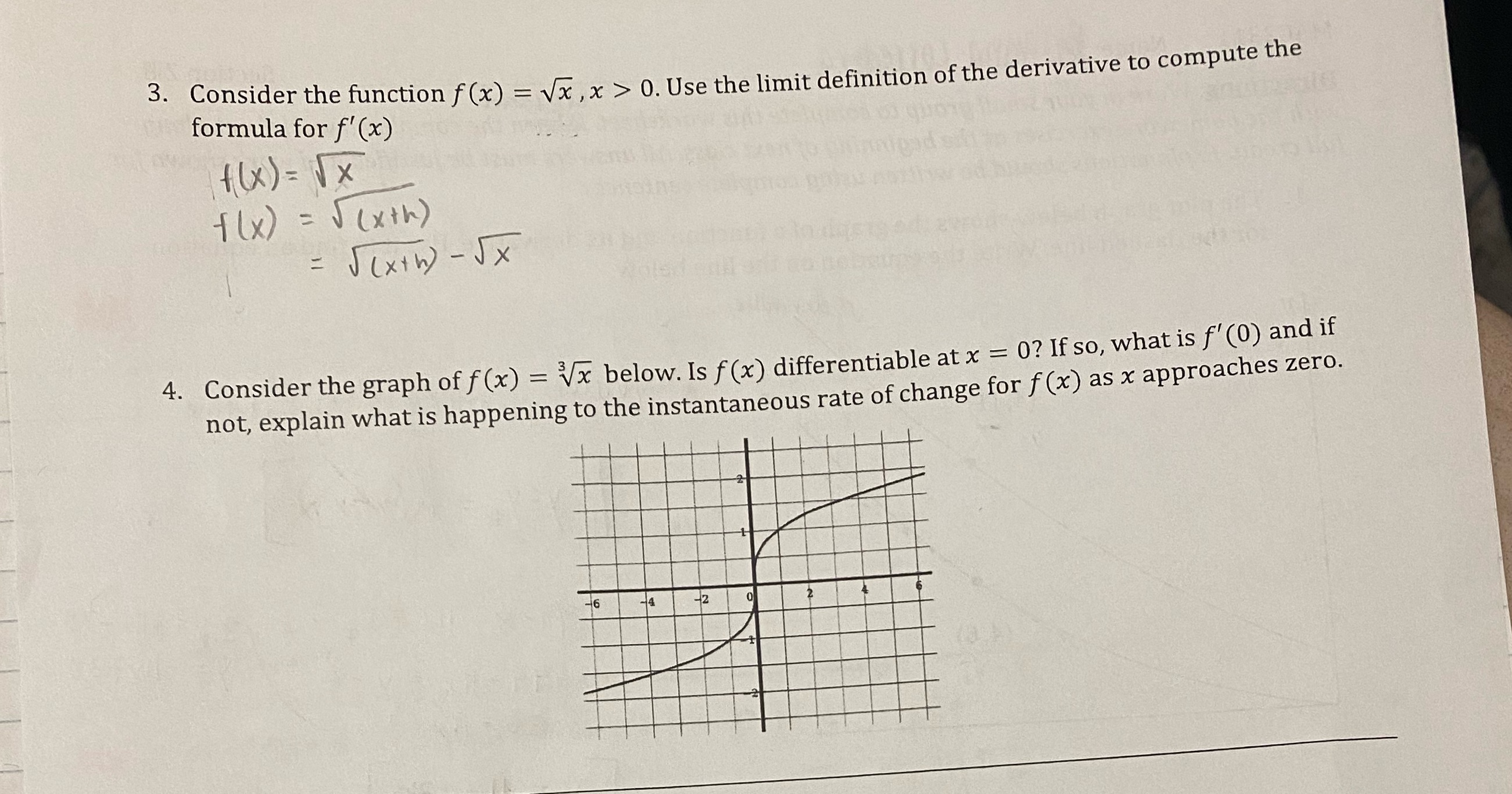 Use the limit definition of the derivative to compute the formula for