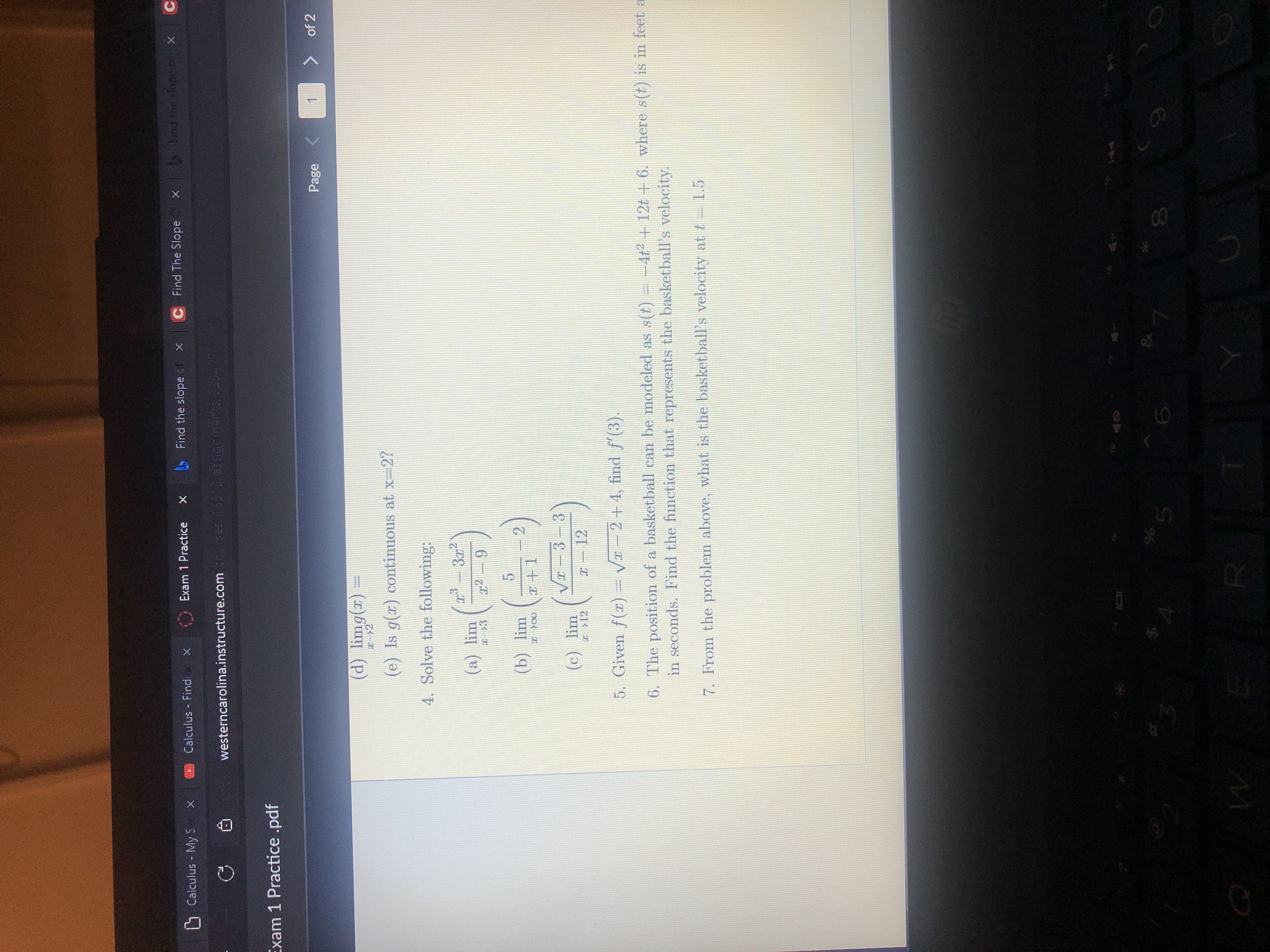  Calculus - My S X Calculus - Find X ) Exam