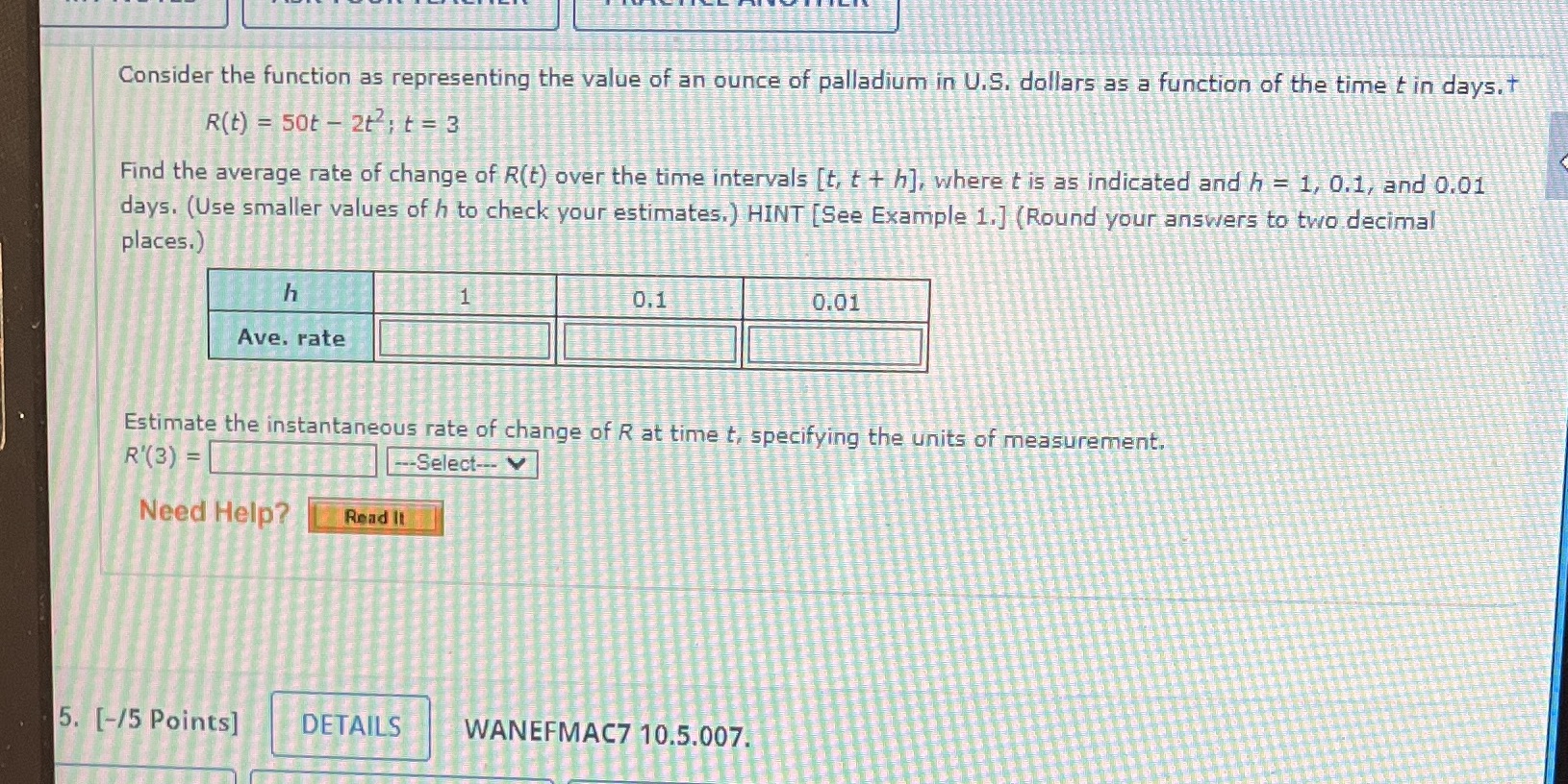 Consider the function as representing the value of an ounce of