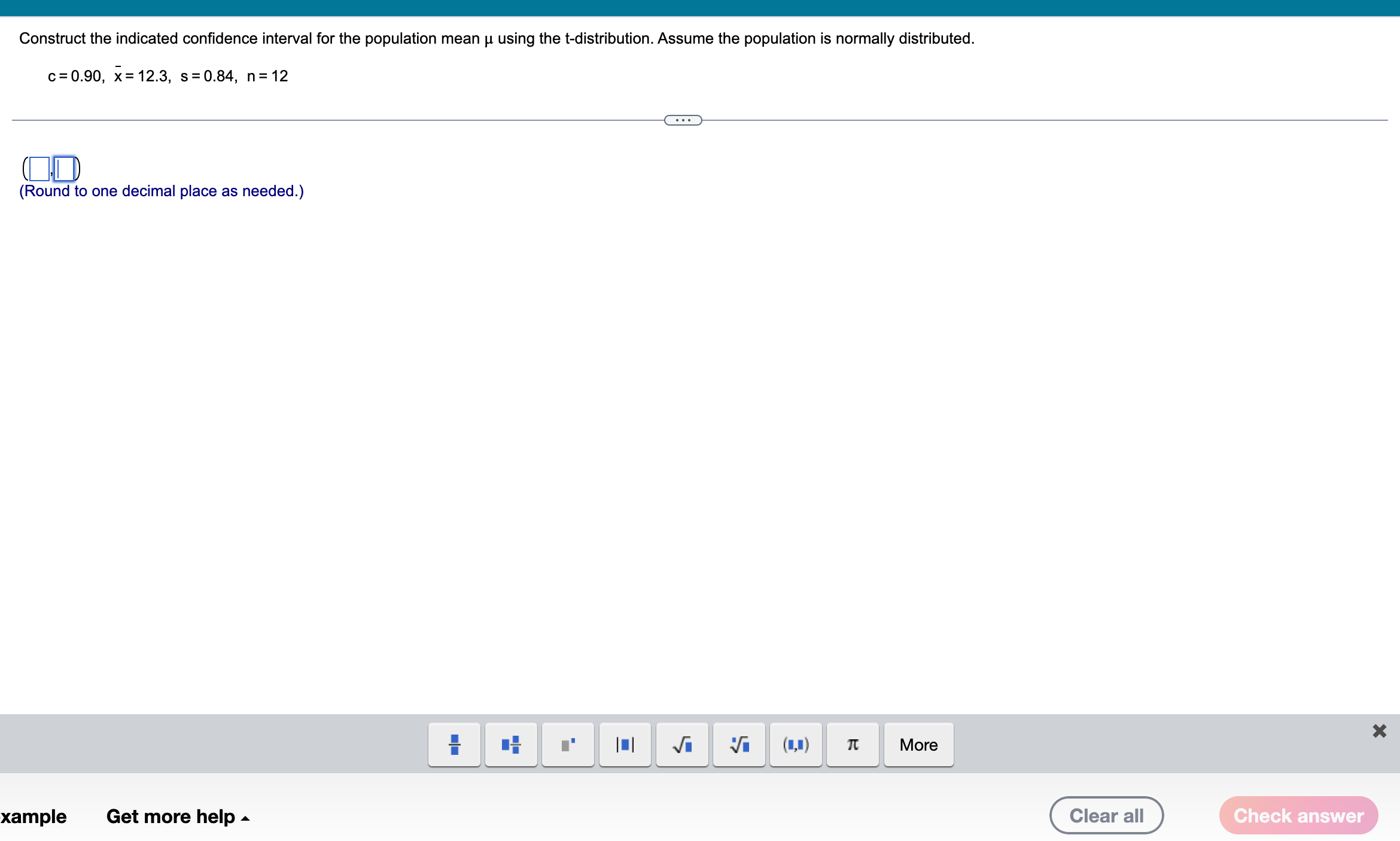 Construct the indicated confidence interval for the population mean u using