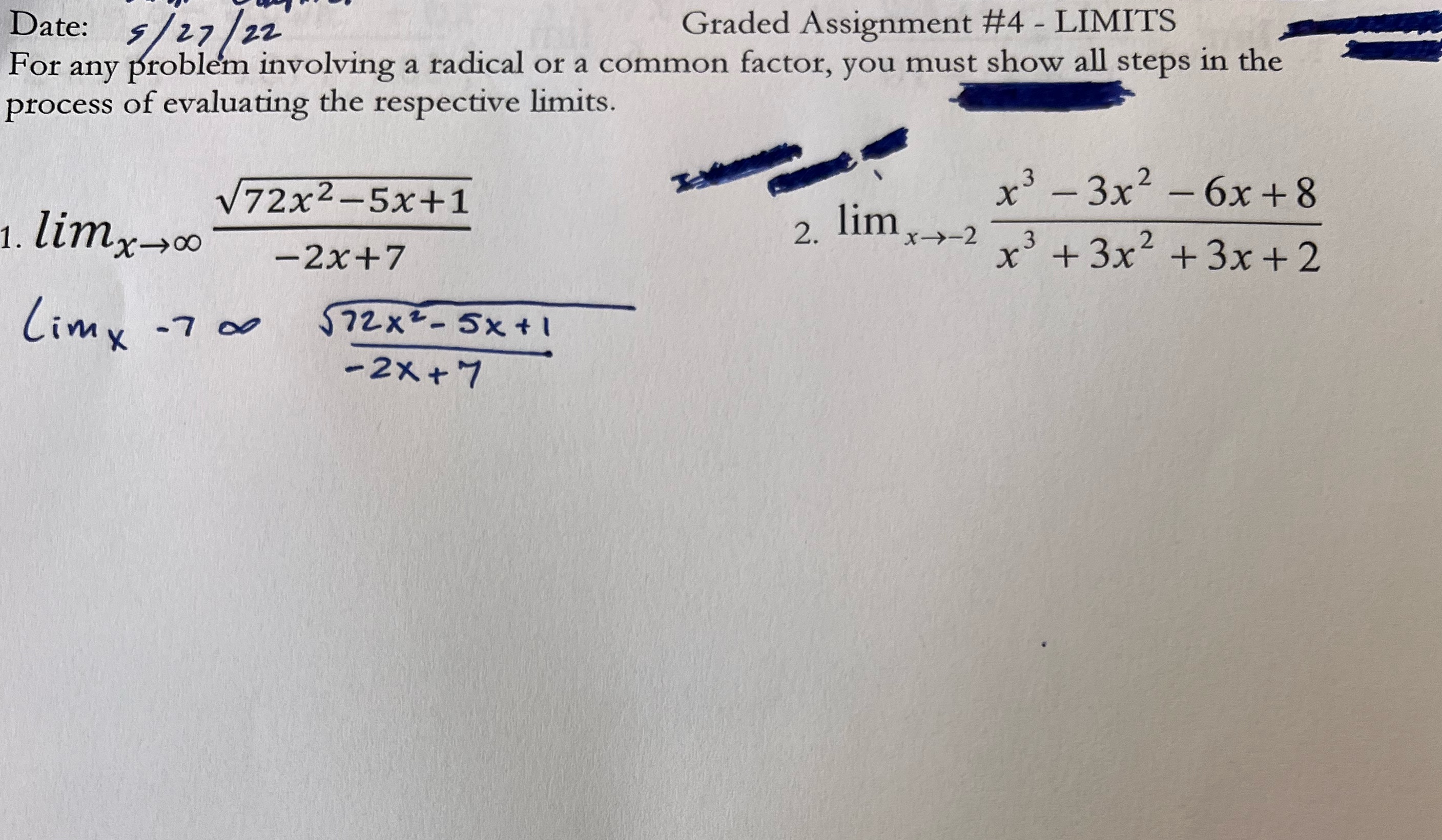 please use paper! Date: 5 / 27 / 22 Graded Assignment