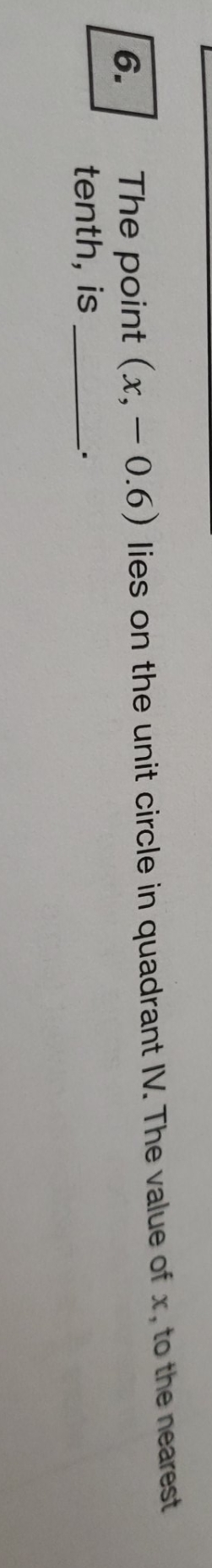 this question please The point (x, - 0.6 ) lies on