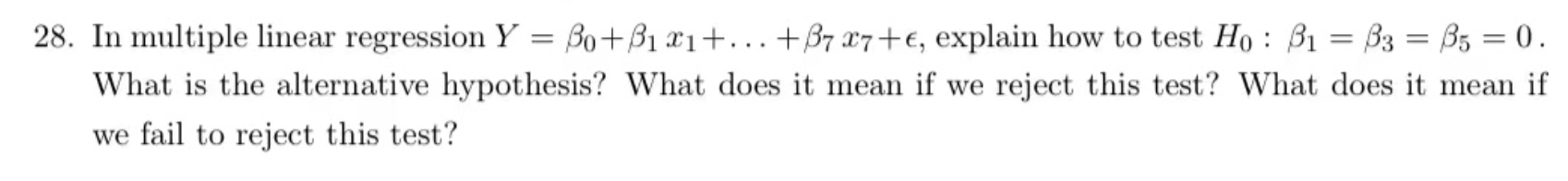 x7+e, explain how to test Ho : .31 = .63 = [3'5