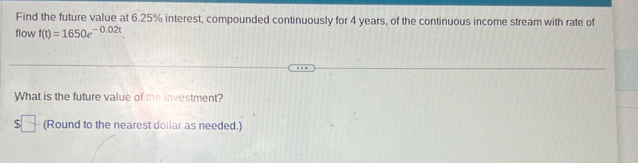 years, of the continuous income stream with rate of flow f(t) =